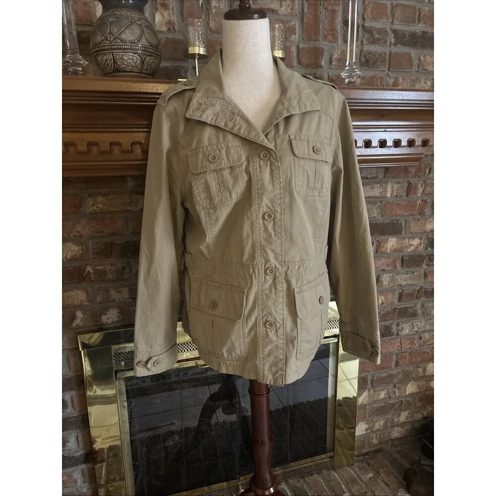 Ll Bean Ladies Tan Outdoor Blazer Size Medium Cotton
